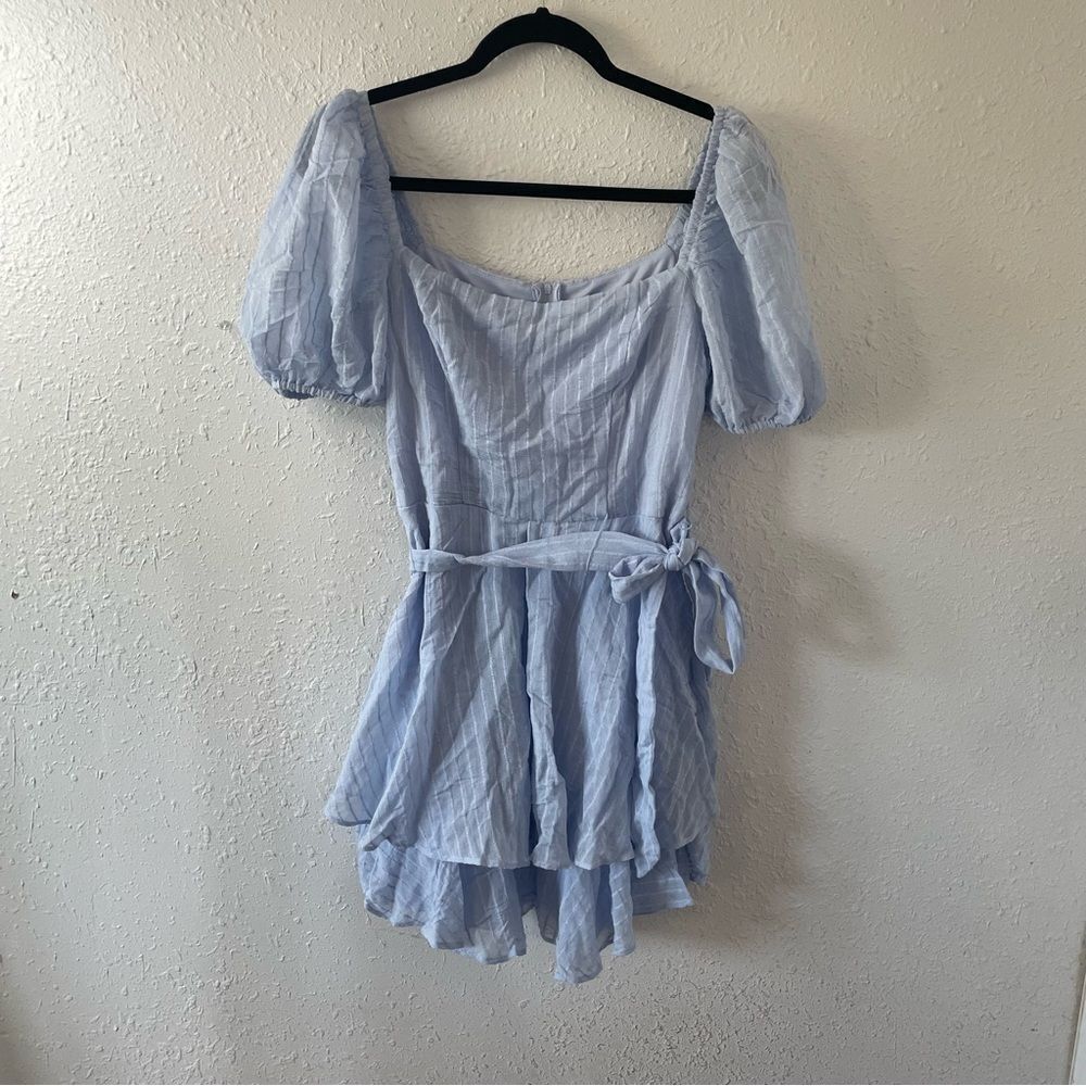 B Darlin Puff-Sleeve Belted Waist‎ Dress